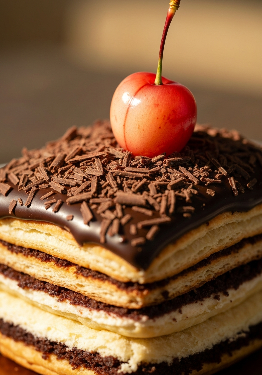 Black Forest Pastry with cherry and cream