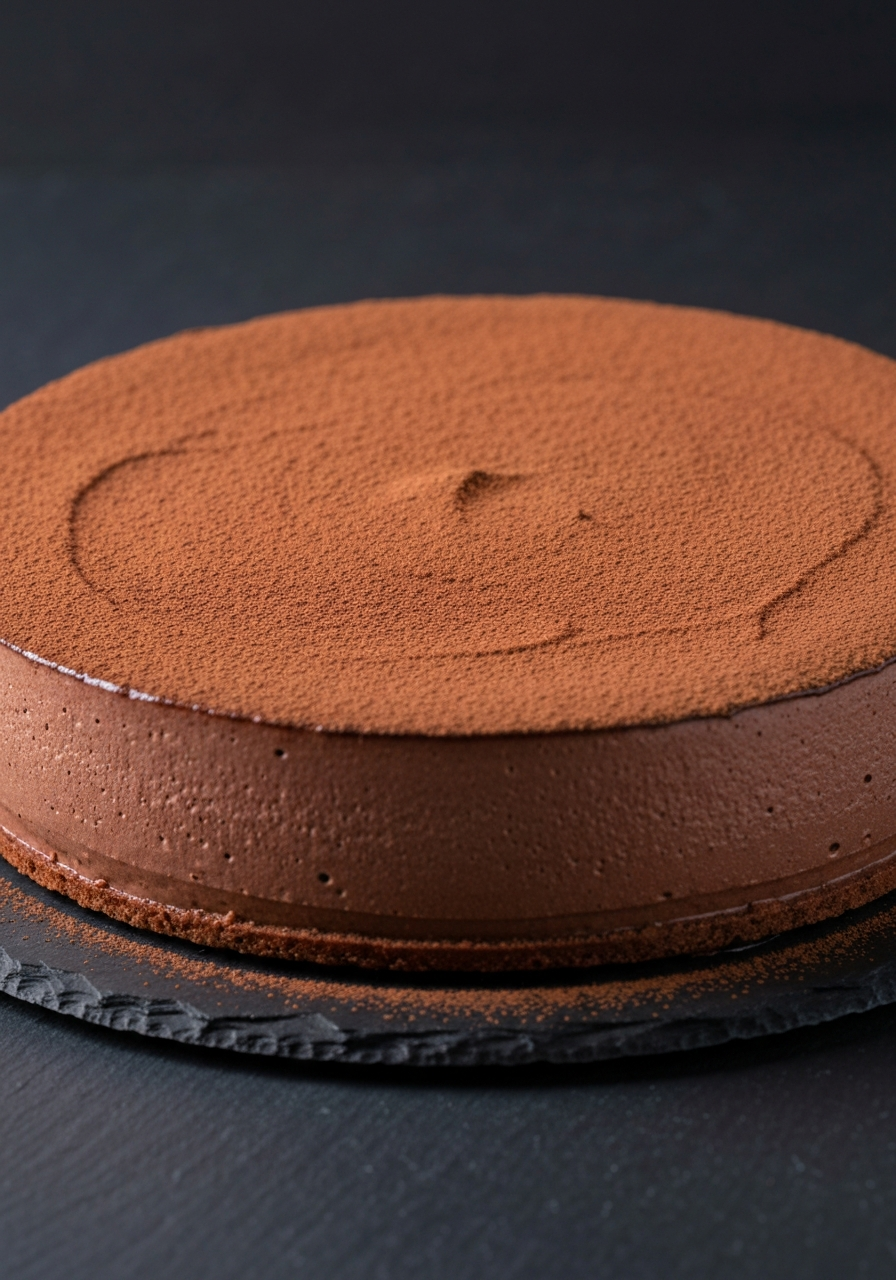 Dutch Truffle Cake with cocoa dusting