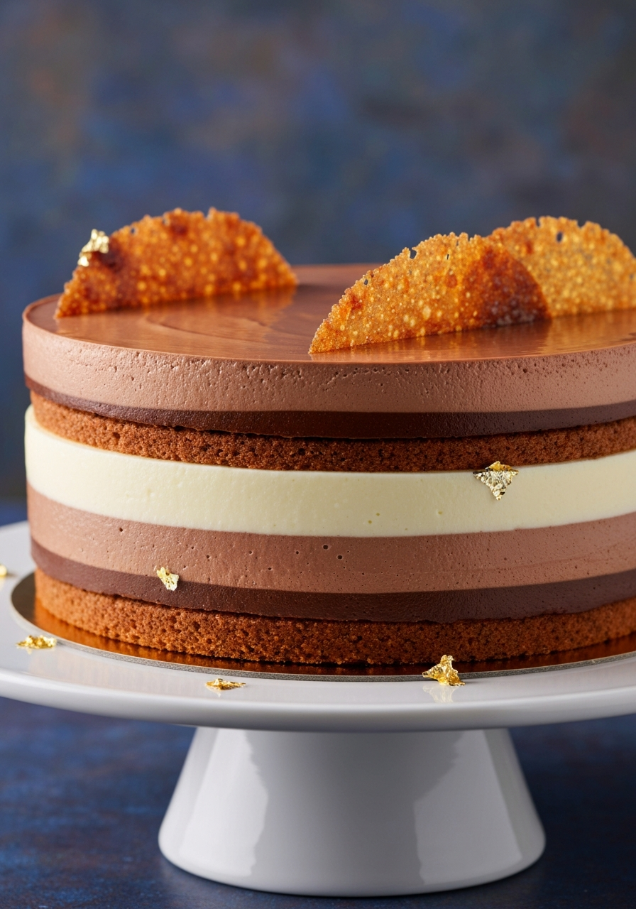 Chocoholic Cake with three chocolate layers